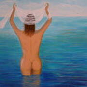 Nude In Ocean Art Print