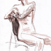 Nude Model Life Sketch Art Print