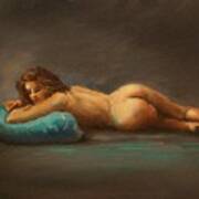 Nude With Pillow Art Print