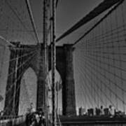 Nyc - Brooklyn Bridge 001 Bw Art Print