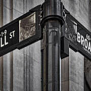 Nyc Wall Street And Broadway Sign Art Print