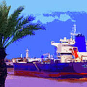 Ocean Freighter Leaving New Orleans Art Print