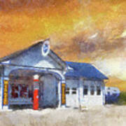 Odell Il Gas Station At Sunset Pa Art Print