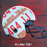 Ohio State Buckeyes Football Helmet Recycled Vintage License Plate Art Art Print