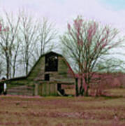 Old Barn With Grunge Art Print