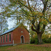 Old Tree And Old Church Art Print