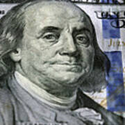One Hundred Dollar.focus On Benjamin Franklin Art Print