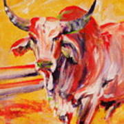 Orange Brahma Bull Art Print