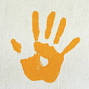 Orange Handprint On A Wall Art Print