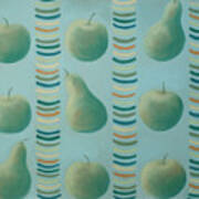 Orchard Stripes Teal Art Print