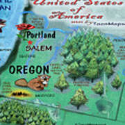 Oregon Fun Map Art Print