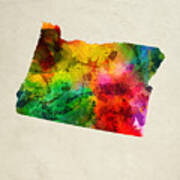 Oregon State Map 01 Art Print