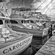 Outer Banks Fishing Boats Waiting Bw Art Print
