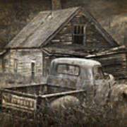 Painterly Effects Of An Old Chevy Pickup With Abandoned Farm House Art Print