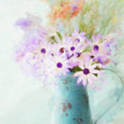 Painterly Spring Daisy Bouquet Art Print