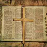 Palm Branch Cross And Bible Art Print