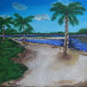 Palm Trees On The Beach Art Print