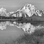 Panoramic Reflections At Oxbow Black And White Art Print