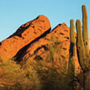 Papago Park Mountain At Sunrise Phoenix Az Cactus Art Print
