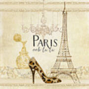 Paris - Ooh La La Fashion Eiffel Tower Chandelier Perfume Bottle Art Print