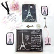 Paris Pink Black French Script Wall Decor Art, Paris Print Collection  - Parisian Pink Black Decor Art Print