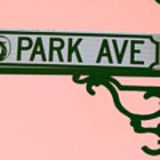 Park Avenue Sign On Pink Art Print