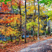 Path Along The River With Fall Foliage Art Print