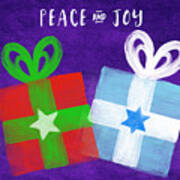 Peace And Joy- Hanukkah And Christmas Card By Linda Woods Art Print