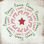 Peace Light Joy Wreath- Art By Linda Woods Art Print