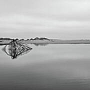 Peaceful Tidepool On The Outer Banks Bw Art Print