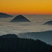 Peaks Above The Fog At Sunset Art Print