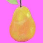 Pear Painting On Pink Background Art Print