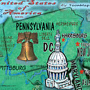 Pennsylvania Fun Map Art Print
