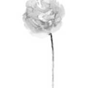 Peony Art Print Minimalist Floral Painting, Taupe Flower Abstract White Grey Art Print