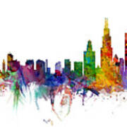 Philadelphia And Chicago Skylines Mashup Art Print