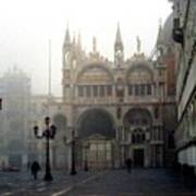 Piazzetta San Marco In Venice In The Morning Fog Art Print