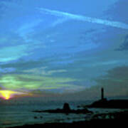 Pigeon Point Lighthouse Green Flash Sunset, Pescadero California, Abstract 2 Art Print