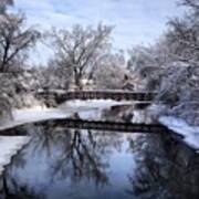 Pine River Foot Bridge From Superior In Winter Art Print