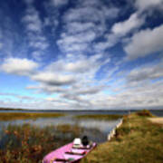 Pink Boat In Scenic Saskatchewan Art Print