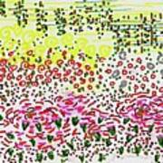Pink Flowers And Trellis Art Print