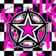 Pink Star Checkerboard Art Print