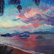 Pink Sunset At Samui Beach Art Print