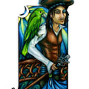 Pirate With Parrot Art Art Print