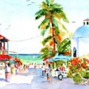 Playa Del Carmen Shops And Church Art Print
