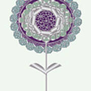 Plum Mint Art Deco Daisy Flower Art Print