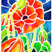 Poppies In Stained Glass Art Print