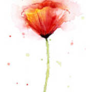 Poppy Watercolor Red Abstract Flower Art Print