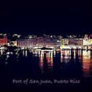 Port Of San Juan Night Lights Art Print