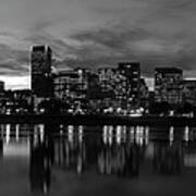 Portland Skyline Black And White Art Print