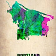 Portland Watercolor Map Art Print